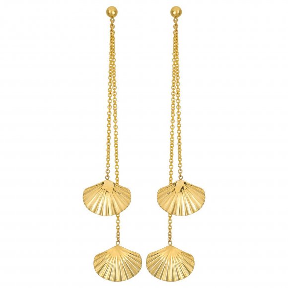 LONG DOUBLE SHELL EARRINGS