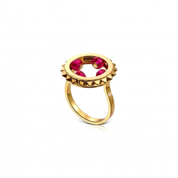 MILKY RING WITH RUBIES